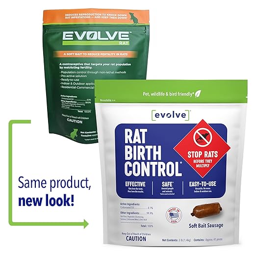 Evolve Rat Birth Control Soft Bait Sausages – 3 lbs | Scientifically Proven Rat Population Control | Not a Poison Long-Term Population Management (Packaging May Vary)