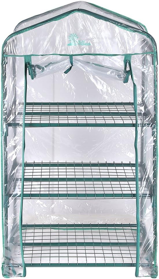 Palm Springs 3 -Tier Mini Greenhouse with Cover and Roll-up Zipper Door