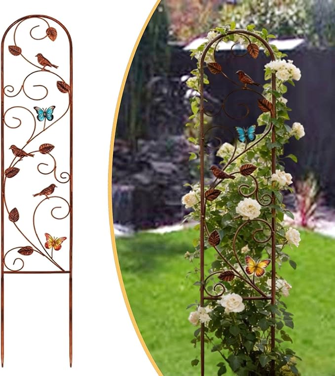 Metal Garden Trellis for Climbing Plants Iron Art Plant Support Decorative