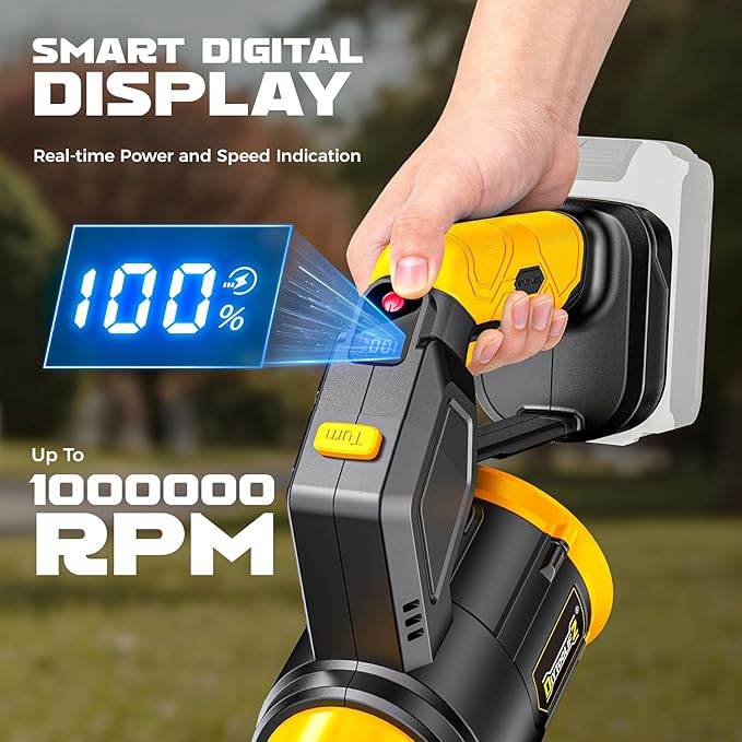 180° Rotated Leaf Blower Compatible with Dewalt 20V 600 CFM Handheld Leaf Blowers Cordless 3-Speed Brushless Motor Lightweight Blower for Lawn Care Yard Garden Patio (No Battery)