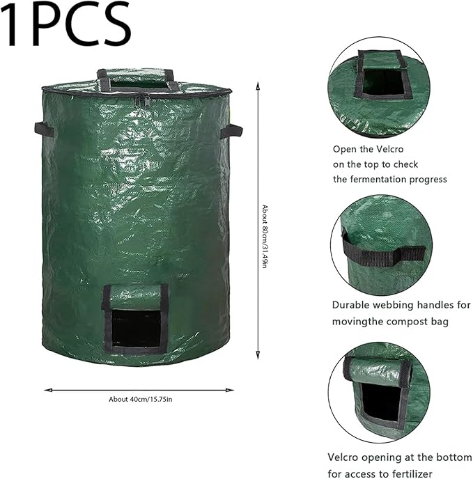 Outside Trash Storage Gardening Supplies Outdoor Garden Domestic Handle Wastebasket Home Cans Composting Container(About 40X80cm 1PCS)