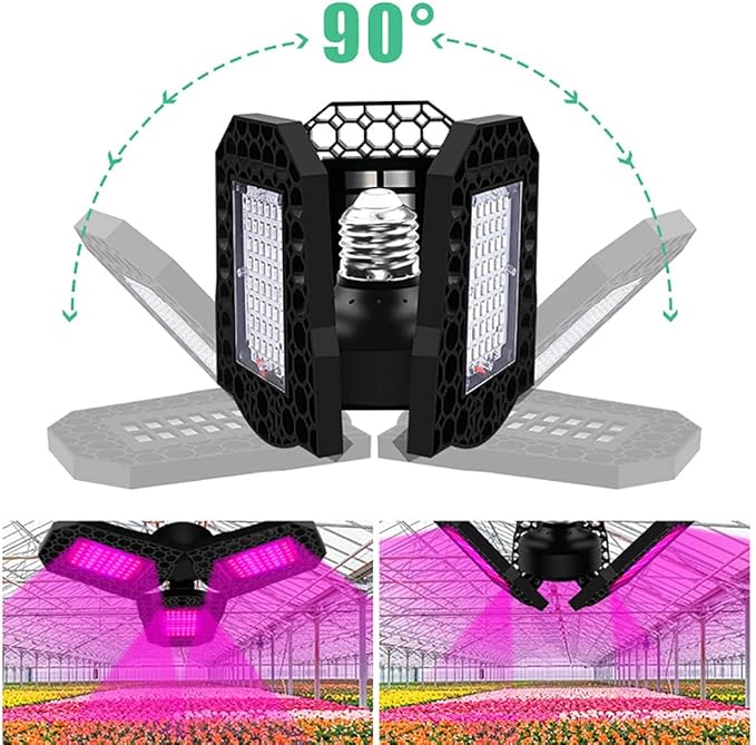 Foldable LED Grow Light Adjustable Phyto Lamp E27 Base Deformation Plant Lamp for Indoor Greenhouse Seedling Flower108leds