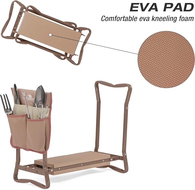 Garden Kneeler and Seat Garden Folding Bench with Tool Pocket Garden Gloves and Soft EVA Kneeling Pad