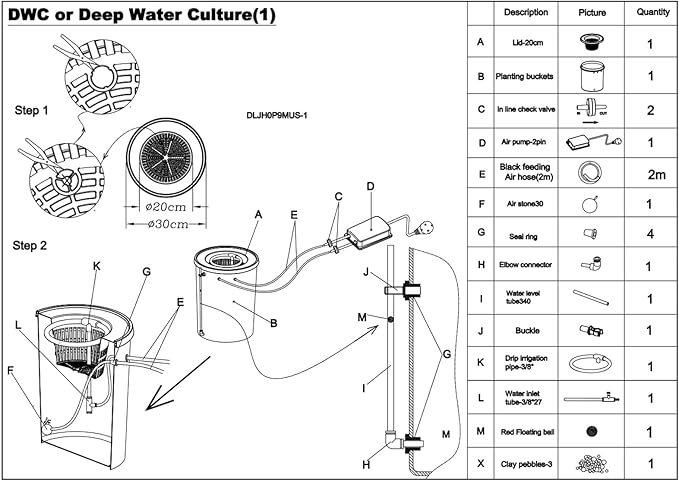5 Gal Hydroponic Growing System Indoor Deep Water Culture with Drip Irrigation &amp Air Pump 8 Basket Kit for Vegetables Herbs Home Garden