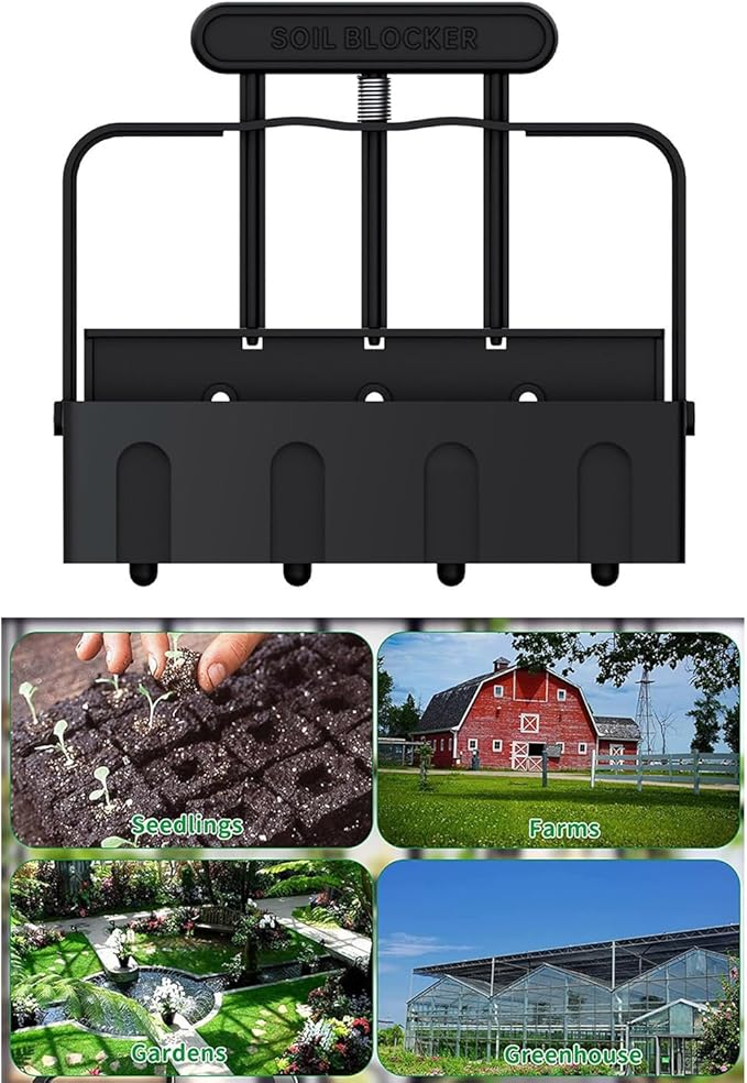 4 Cell Upgraded Soil Block Maker With Comfortable Handle Handheld Soil Blocking Tool For Seed Starting Gardening Soil Blocking Tool