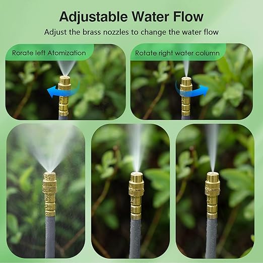 66 FT Drip Irrigation System - Double-Head 360° Adjustable Garden Watering System with 40 Spray Nozzles Garden Atomizing Misting System &amp Irrigation System for Garden Greenhouse Yard Lawn Pla