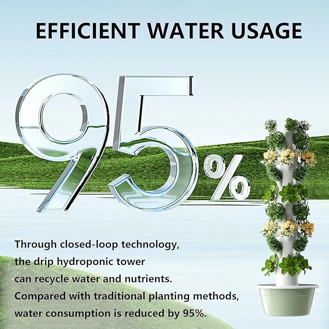Hydroponics Growing System Vertical Tower Aeroponic Tower Garden with Climbing Trellis Detachable Cups Hydroponic Tower for Herbs Fruits and Vegetables-*