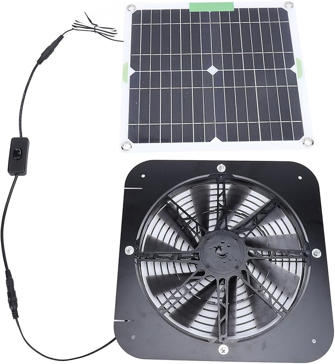 100W Solar Exhaust Fan for Chicken Coop: 13.5Inch Solar Powered Ventilation Fan for Greenhouse Shed Rv and Dog House