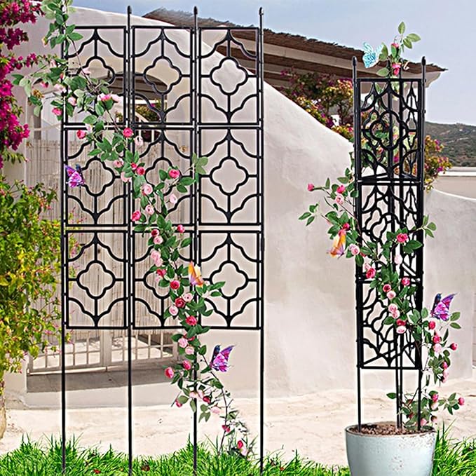 Outdoor Garden Trellis Plastic Coated Galvanized Fence Panel Durable Flowers Stands Support for Climbing Rose Vegetable Flower180cm