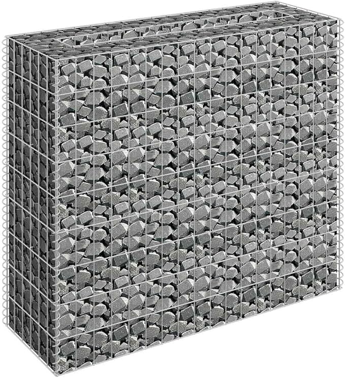 Gabion Raised Garden Bed Silver Galvanized Steel Planter Box for Outdoor Plants 35.4x11.8x35.4 Inch Rectangular Heavy Duty Garden Bed