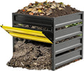 285 Gallon Compost Bin Outdoor Metal Compost Bins with with Pull-Out Door Galvanized Steel Sheet Heavy Duty Composting Bin for Outside Backyard Garden Patio Natural 41(L)*41(W)*39.4(H) inch