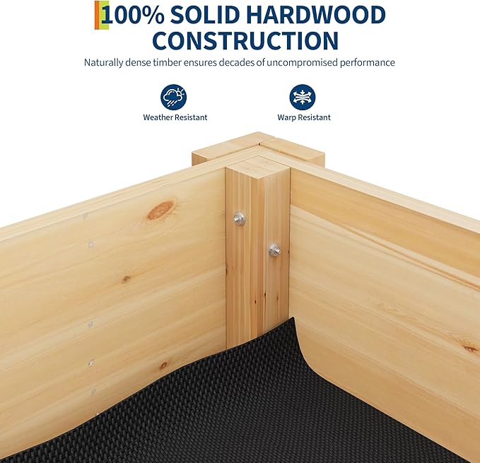 4x2.5x1.8 Ft Elevated Garden Bed with Legs &amp Hooks - 47x30x22 Inch Ergonomic Height Raised Planter Box for Vegetables &amp Herbs - Large Outdoor Patio Planter with Stand &amp Liner