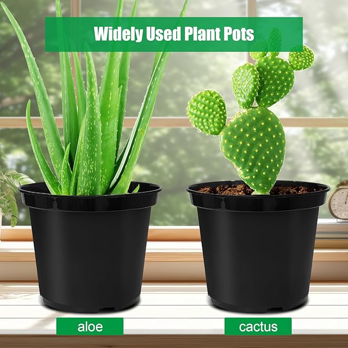 3 Gallon Plastic Nursery Pots 10 Inch Round Plant Pots with Drainage Holes 10 Pack Planting Pot for Outdoor Indoor Plants Gardening Gifts for Women Black