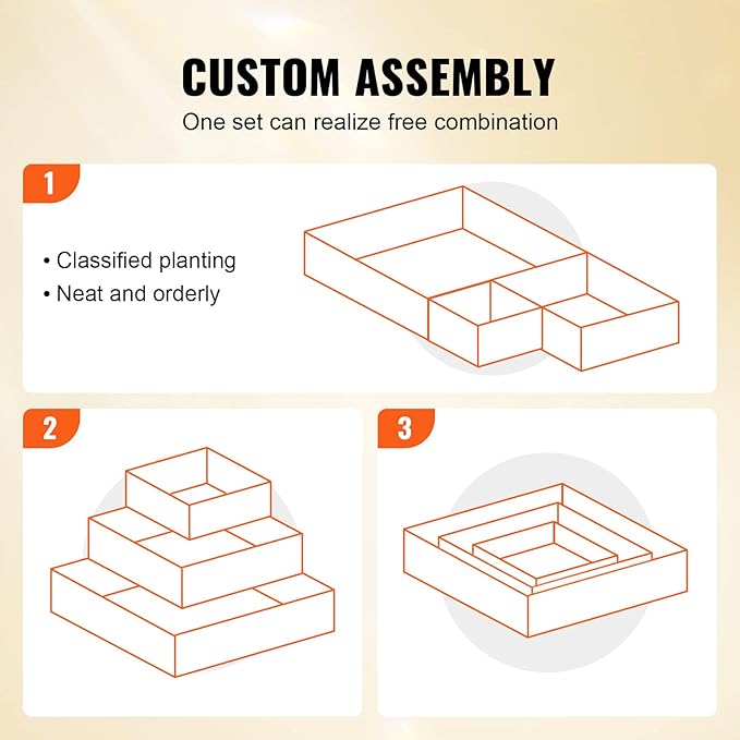 VEVOR 3 Tier Raised Garden Bed Wood Outdoor 45 x 45 x 20in High End Natural Fir Wood Planter Box Outdoor Planting Boxes for Flowers/Vegetables/Herbs in Backyard/Garden/Patio/Balcony with Open Base