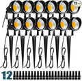 ZUCKEO 10W Landscape Lighting Low Voltage LED Landscape Lights IP66 Waterproof Landscape Spotlights Yard Lawn Garden Outdoor Lights 12V 24V 1000LM Warm White (12Pack with Connectors)