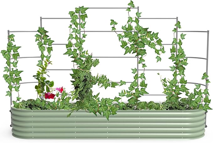 Vego Garden Modular Wall Trellis System Five Section 9.5' Long for 2.5' x 9.5' (10 in 1) Garden Beds