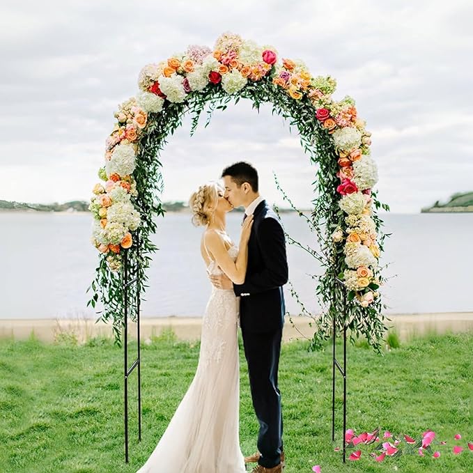 Garden Trellis Arch Garden Arch Wedding Arch Outdoor Steel Arbor Arch Backdrop Stand for Vines Flowers Vegetables Fruits Flowers Easy Assembly 2 Sizes Perfect for Weddings (Color : Black)