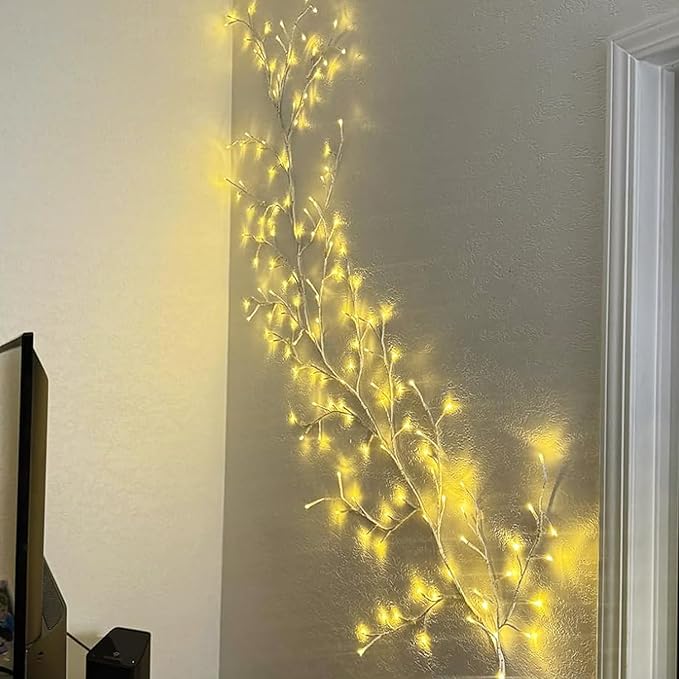 2pcs Enchanted Willow Vine Lights with Remote NIDISETPJAS Christmas Swags Decorations Indoor Room Decor 18 Branches 144 LEDs Lighted Willow Vine Lights for Walls Bedroom Home Decor White Branch