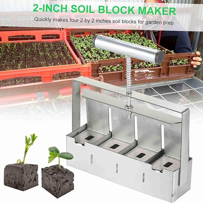 Soil Blocker 2 Inch Soil Block Maker Handheld Soil Blocking Tool for Garden Prep Seed Starting Grow Seedling (Soil Blocker only #91)