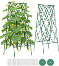 Suteck Cucumber Trellis 39.2 2 Pack A-Frame – Foldable Metal Garden Trellis for Cucumbers Peas Beans &amp Climbing Plants No Assembly Required Plant Support Ideal for Raised Beds Patios &amp B