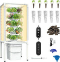 SJZX Hydroponics Growing System Hydroponic Tower with Full-Spectrum Grow Lights 5 Tiers Indoor Outdoor Garden Planter Vertical Home Gardening Germination Kits for Vegetables Fruits Herb (25 Pods)