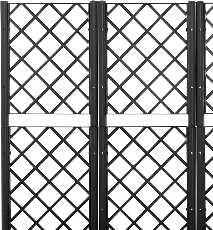 4-Pack Elevated Planter Box with Climbing Trellis 33lbs Capacity Raised Garden Bed Adjustable Vertical Planting Box with Drainage Plugs for Balcony Patio Backyard Flowers(Dark Black)