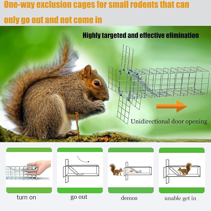 One-Way Squirrel Door excluder for mice Bats and Rodents for Outdoor Rodent Holes attics Chimneys Includes Simple to Install Easy to Reuse Set