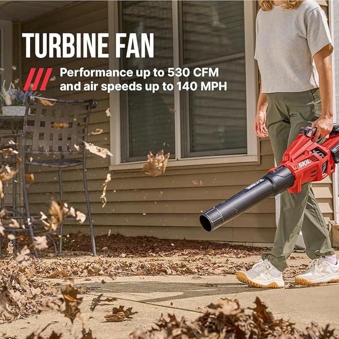 SKIL PWR CORE 40 Brushless 40V 530 CFM Cordless Leaf Blower Kit Variable Speed with Power Boost Includes 2.5Ah Battery and Auto PWR Jump Charger- BL4713C-11