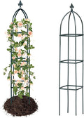 100% Metal Obelisk Trellis for Climbing Plants Outdoor &amp Indoor - Powder-Coated Thicken Steel Towering Plant Support - Weather-Proof Garden Trellis for Climbing Vine Vegetables &amp Flowers