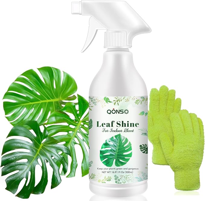 Leaf Shine Spray - Ready-to-Use Gloss &amp Polish for Indoor Plants Instant Glow Leaf Cleaner for Indoor Plants Ideal for Fiddle Leaf Fig Ficus Audrey Monstera and More - 16.91 OZ