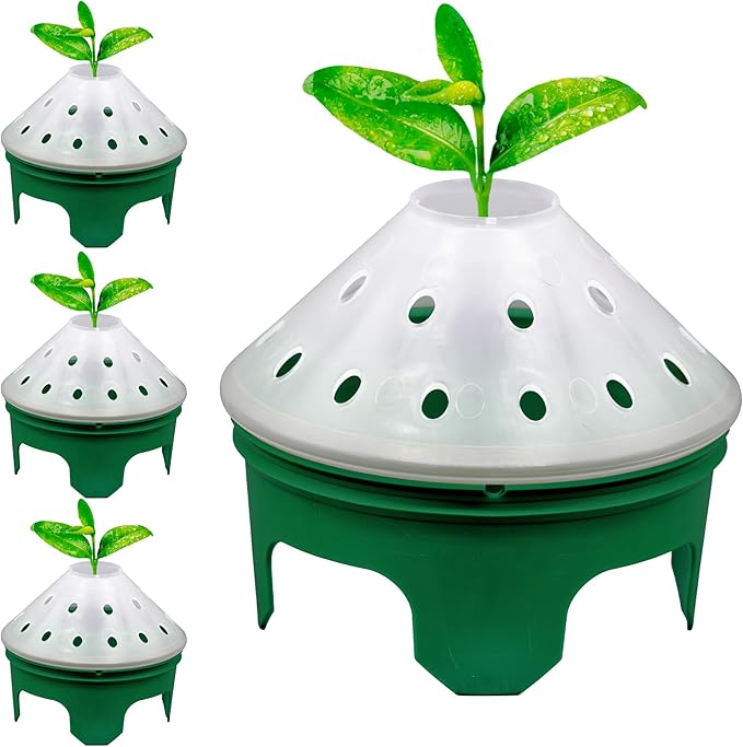 Outdoor Germination and Grow Kit with Greenhouse Domes - Direct Water and nutrients to Roots Protect Seeds and Seedlings 4 Sets Green Made in The USA