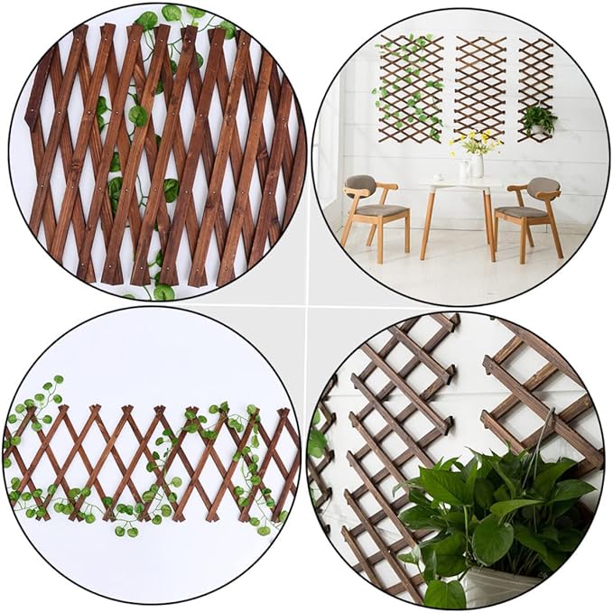Willow Fence Expandable Carbonized Wood Trellis Garden Plant Support Versatile Climbing Vine Support for Outdoor Use