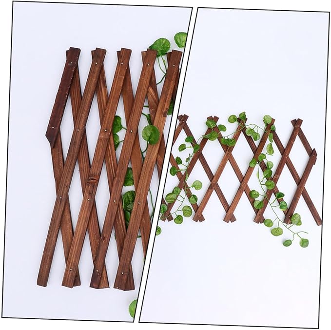Yardwe Carbonized Wood Flower Stand Expandable Garden Trellis for Outdoor Plants Climbing Vines