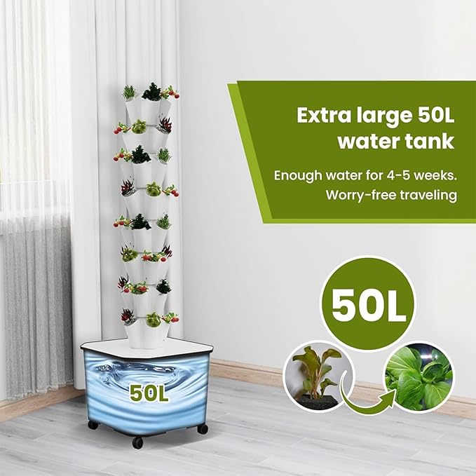 Aeroponic Tower Garden System Tower Garden Growing System Vertical Farming Tower with Pump Soilless Cultivation Growing System(140cm/55in)