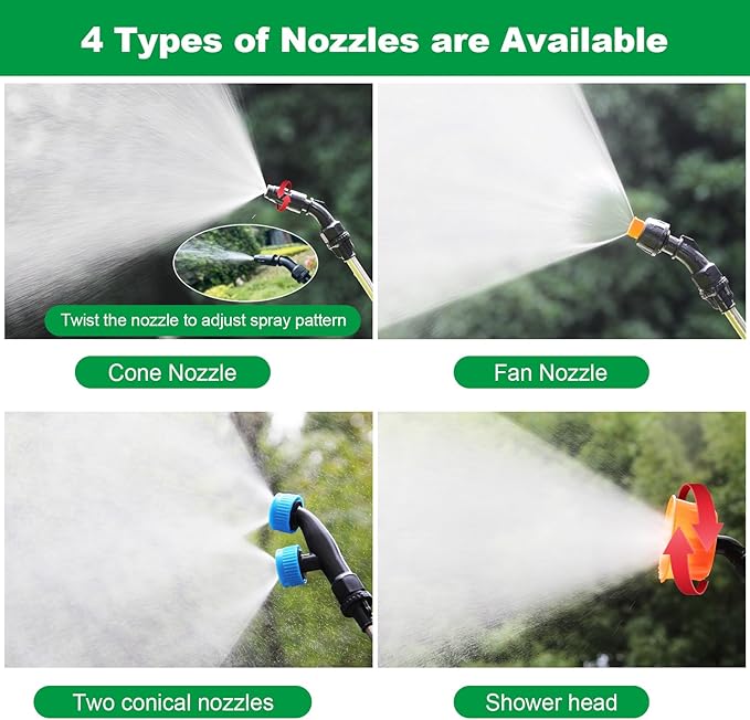 Battery Powered Backpack Sprayer 4 Gallon Powerful Electric Garden Sprayer with 12V Rechargeable Battery Telescopic Wand with Trigger-Lock and 4 Mist Nozzles (Charger Included)
