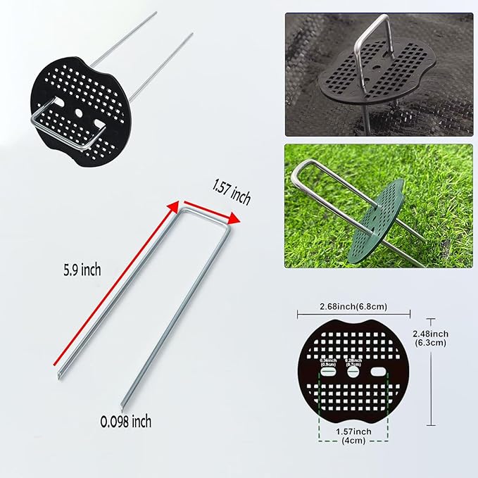 4 FTX100 FT Weed Barrier Fabric Heavy Duty 4.23oz Landscape Fabric with 60pcs U-Shaped Landscape Fabric Staples and 60pcsGarden Stakes Gaskets 1 Shears
