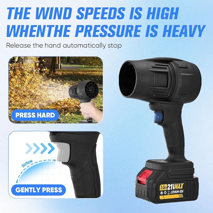 Cordless Leaf Blower Portable Dust CleanerUpgraded Handheld Cordless Leaf Blower Portable Dust CleanerMini Jet Dry Blower Fan for CleaningOutdoorCamping (1 Battery)