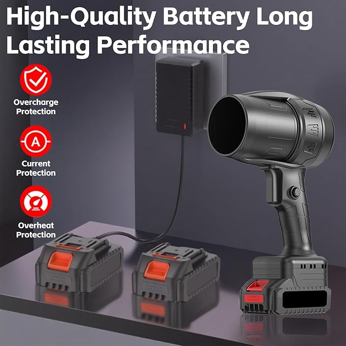 Electric Leaf Blower Cordless: 33000RPM Portable Leaf Blower Cordless with Battery and Charger - Hand Held Blowers for Lawn Care Patio (2 * 21v Batteries and 1 Charger Included) (Black)
