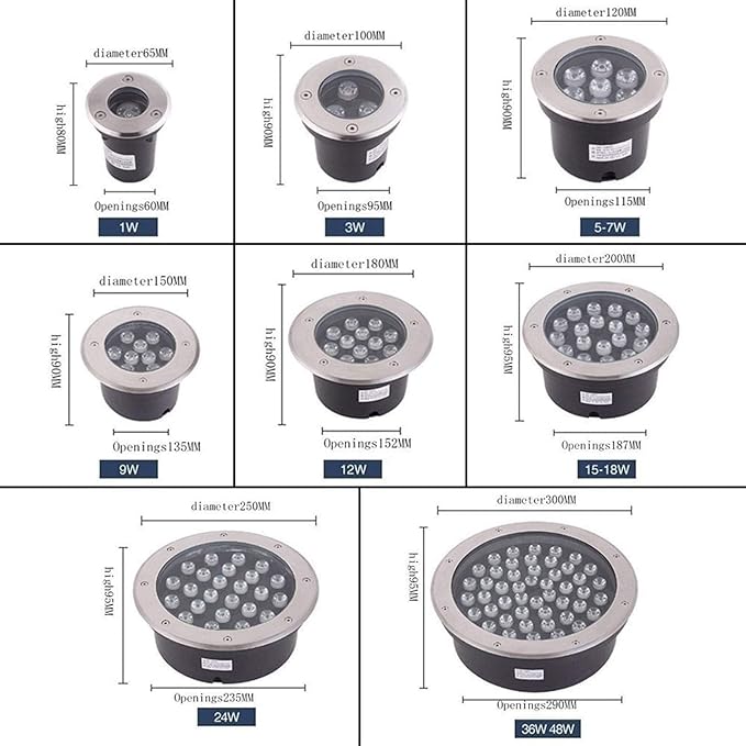 Landscape Light - 85-265V Round Underground Lights Outdoor Recessed Spot Light IP67 Waterproof Lawn Lamp Garden Underground Lamp LED Flood Lights Beam Spotlights(Yellow18W(85-265v))