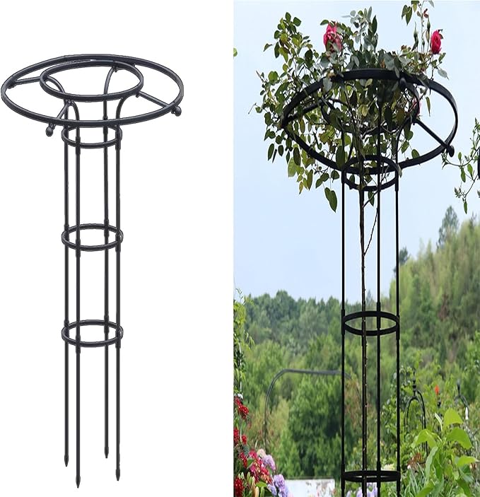 Garden Trellis for Climbing Plants and FlowersUmbrella Obelisk Garden TrellisMetal Roses Houseplants Tomatoes Vegetables Plant Trellis Tower(120cm/47.2in)