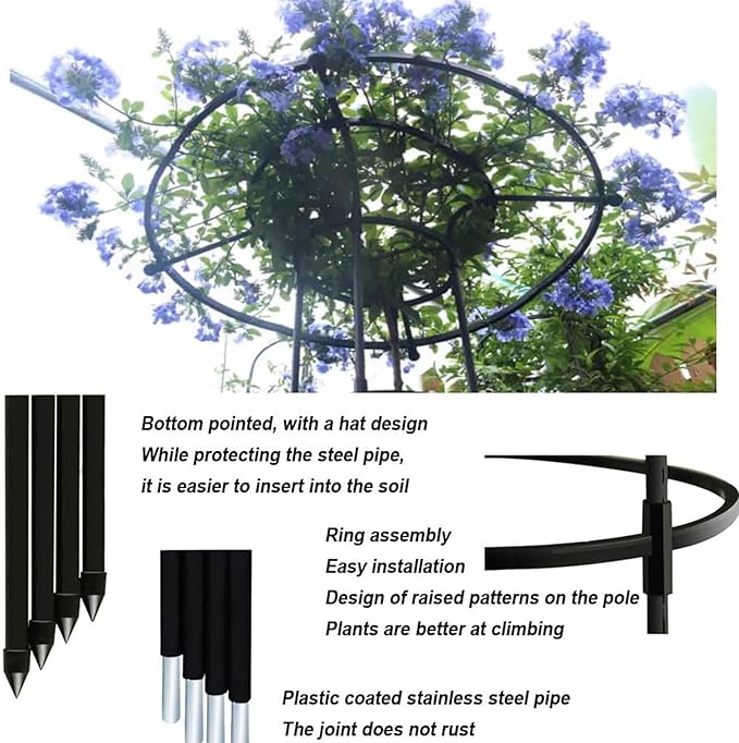 Garden Trellis for Climbing Plants and Flowers Rustproof Vertical Umbrella Trellis Wisteria Trellis Outdoor Flower Support Cage Climbing Stand Rack for Vines RoseWhite90cm/35.4in
