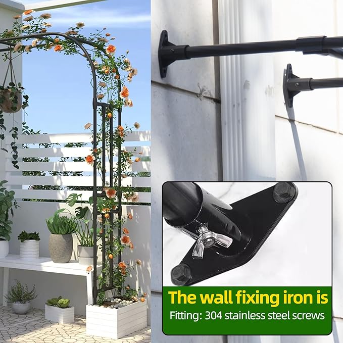 Half Sided Arch Against The Wall Garden Trellis - Garden Arch Arbor Trellis for Climbing Plants Outdoor - Garden Arch for Home Yard and Garden