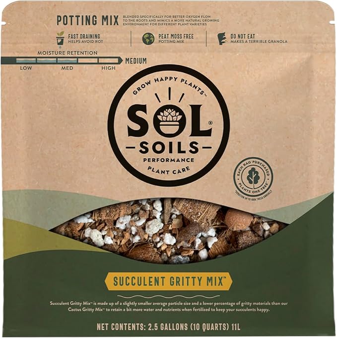 Sol Soils Fertilizer - Fast Draining Gritty Mix for Succulents - 2.5 Gallons - Coconut Husk Perlite Pumice