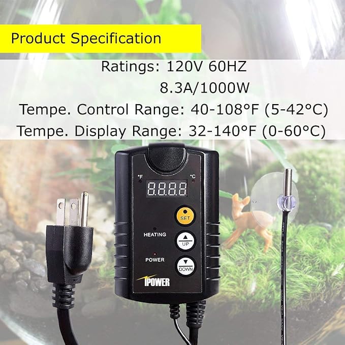 iPower 24W 2 Feet T5 Fluorescent Grow Light Stand Rack (6400k) and 10 x 20.5 Seedling Heat Mat and 40-108 Degrees Fahrenheit Digital Heat Mat Thermostat Controller Combo Set for Seed Germination