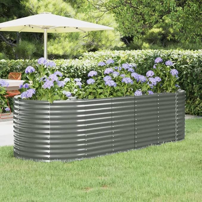 Garden Raised BedPrivacy BarriersPrivacy FencesDecorative Patio PlantersFreestanding PlantersGardening Accessoriesfor BalconyPatioCourtyardPowder-Coated Steel 98x39.4x26.8 Gray