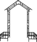 Metal Garden Arch Trellis for Climbing Plants Adjustable Width 68.11 to 94.29 Outdoor Rose Arbor with Flat Top Ceremony Decoration Archway for Wedding Events Lawn Patio Decor