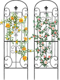 70X18 Metal Garden Trellis for Climbing Plants Climbing Plant Support Heavy-Duty Steel Garden Trellis for Indoor &amp Outdoor Vines Plant Rose Vegetable Support Black (2 Pattern-C)