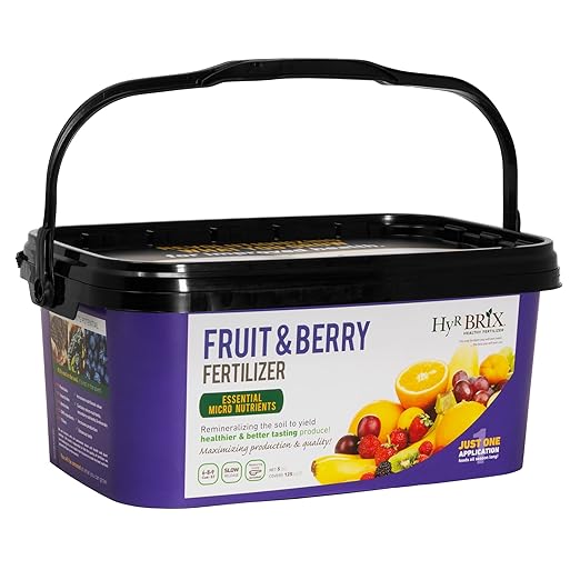HyR BRIX Slow-Release 6-8-9 Fruit &amp Berry Fertilizer 5lb Bucket - Plant Food with Calcium &amp Sulfur - Essential Micronutrients for Better-Tasting Fruit &amp Higher Yields