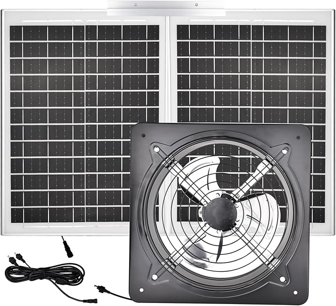 40W Solar Attic Fan Kit 40W Solar Panel + a 25W DC Fan Plug and Play for Attic Roof Vent Green House or Chicken Coop