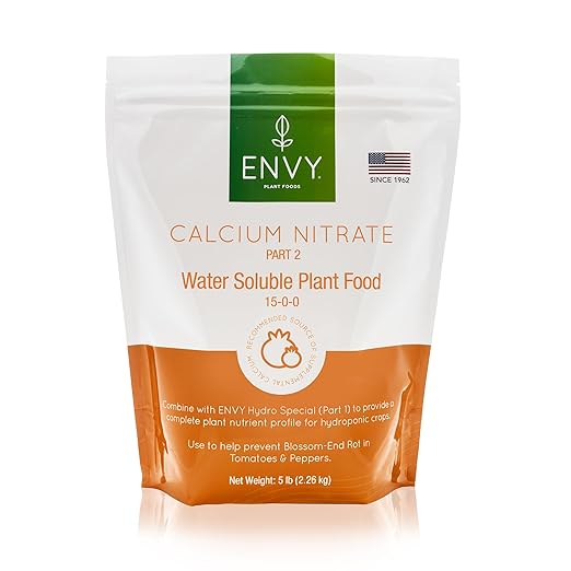 ENVY Solution Grade Calcium Nitrate (15.5-0-0) Prevents Blossom End-Rot from Calcium Deficiency in Tomatoes &amp Peppers (5 lb)